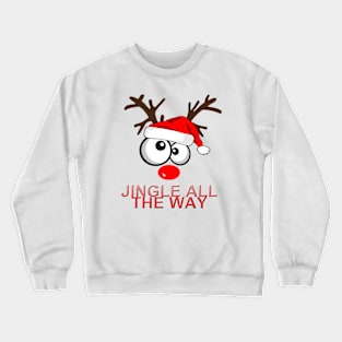 Big Eyed Jingle All The Way Reindeer Crewneck Sweatshirt